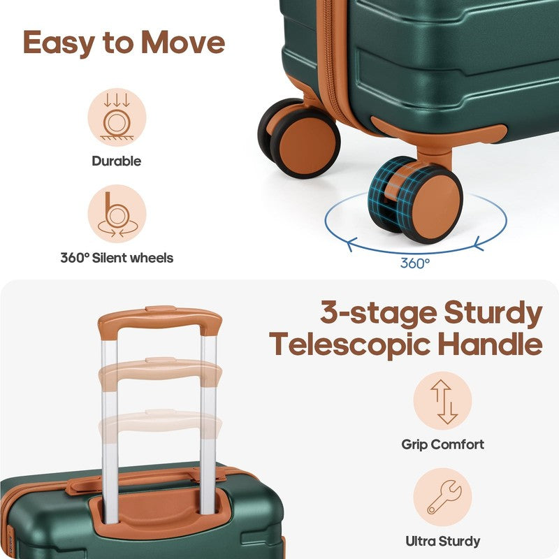 Carry on Luggage Set 3 Piece Hard Shell Luggage Sets with YKK Zipper Spinner Whe3