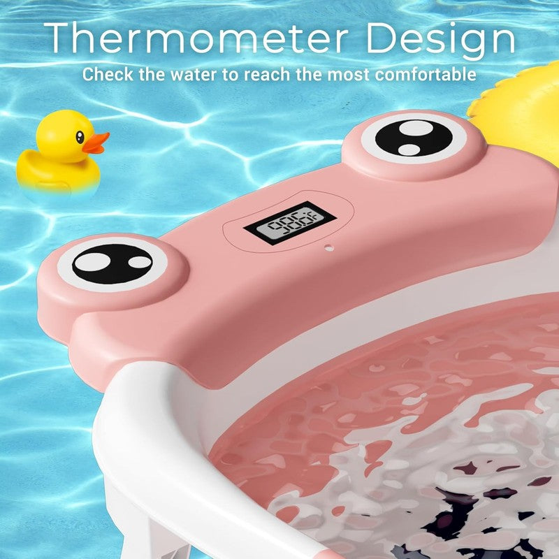 Collapsible Baby Bathtub with Cushion & Thermometer,  Pink (0 24 Months)4