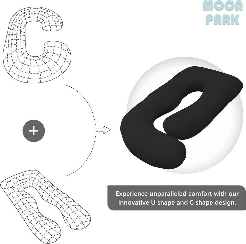 U Shaped Pregnancy Maternity Pillow 57" Full Body Sleep Support Black4