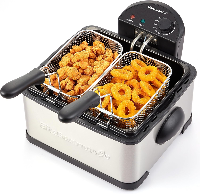 EDF434 Electric Deep Fryer 4.5 Quart Oil Capacity with Temperature Knob, 2 Baske7