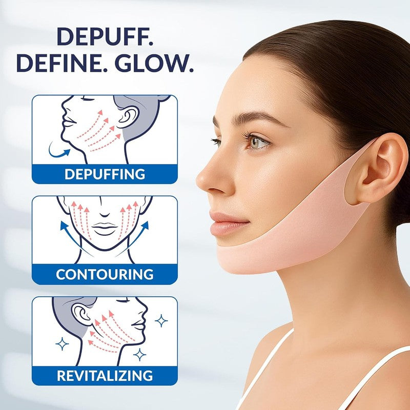 V Line Lifting Collagen Face Mask & Chin Strap for Jawline & Neck Lift 7PC3