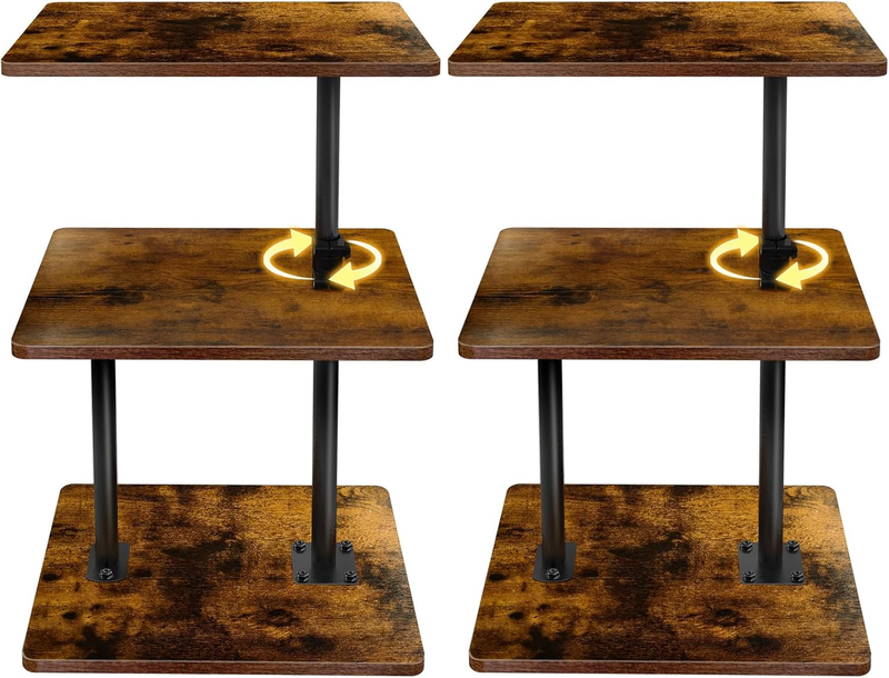 2-Pack Swivel Side Tables Adjustable End Tables with Shelf Small Spaces6