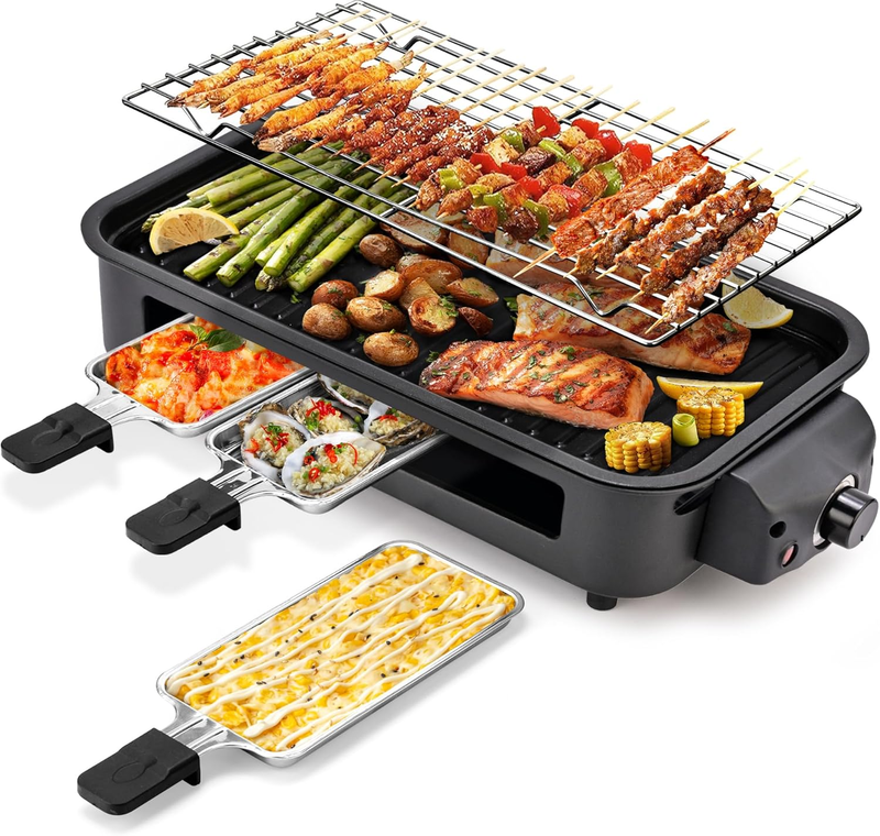 2 in 1 Electric Indoor Grill Smokeless 1700W Nonstick Removable Plate Black10
