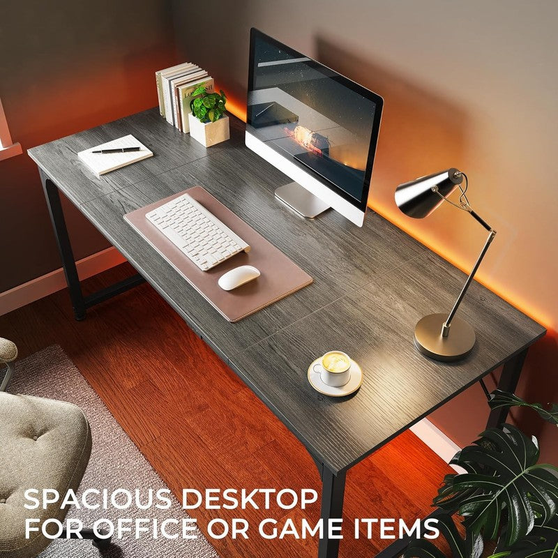 63'' Computer Gaming Desk w/ Storage Office Writing Desk Metal Frame Grey4