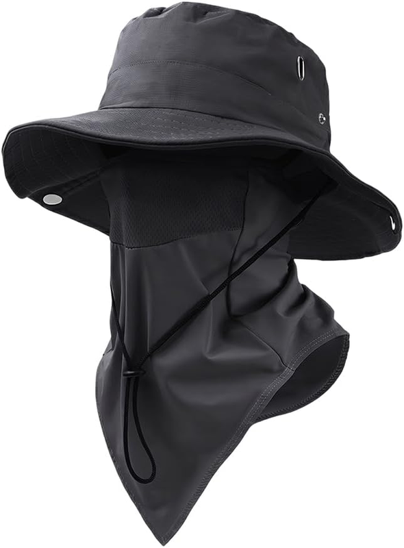 Fisherman Hat w/ Detachable Face Cover Adjustable Outdoor Sun Shield9