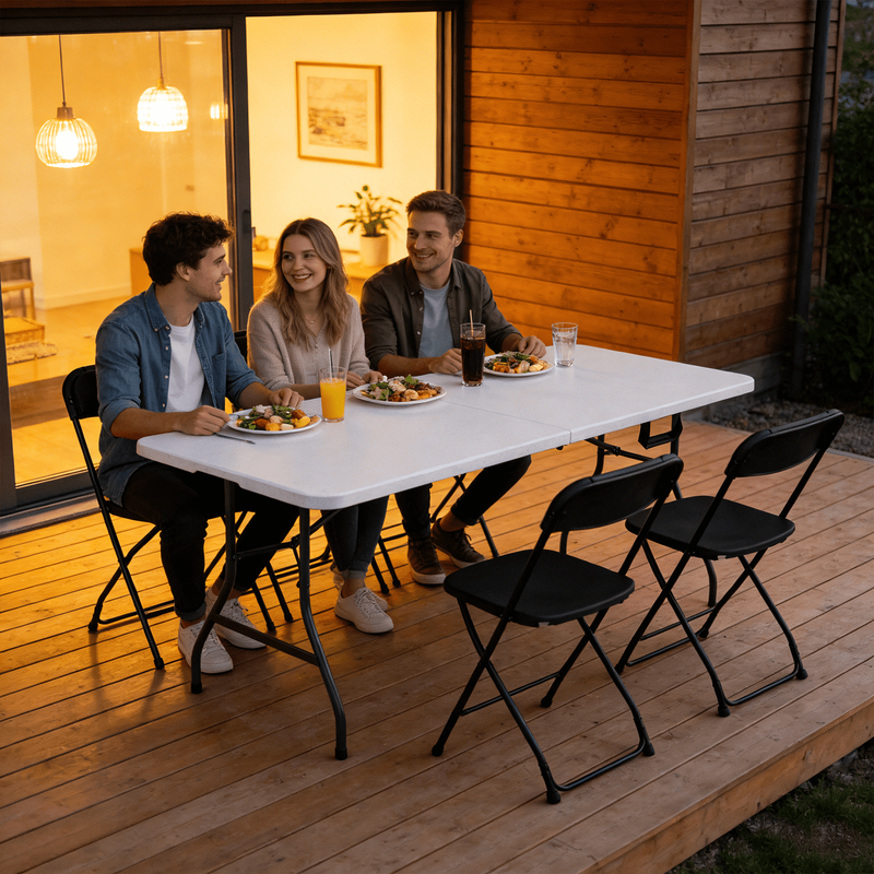 6FT Folding Table, Heavy Duty Portable Table, Waterproof HDPE, Foldable for Picn9