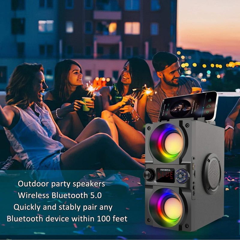 40W Bluetooth Speaker, 60W Peak, Heavy Bass, Lights, FM, MP3, Outdoor/Home5