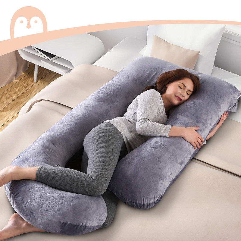57in U Shaped Pregnancy Pillow Full Body Maternity Pillow Gray1