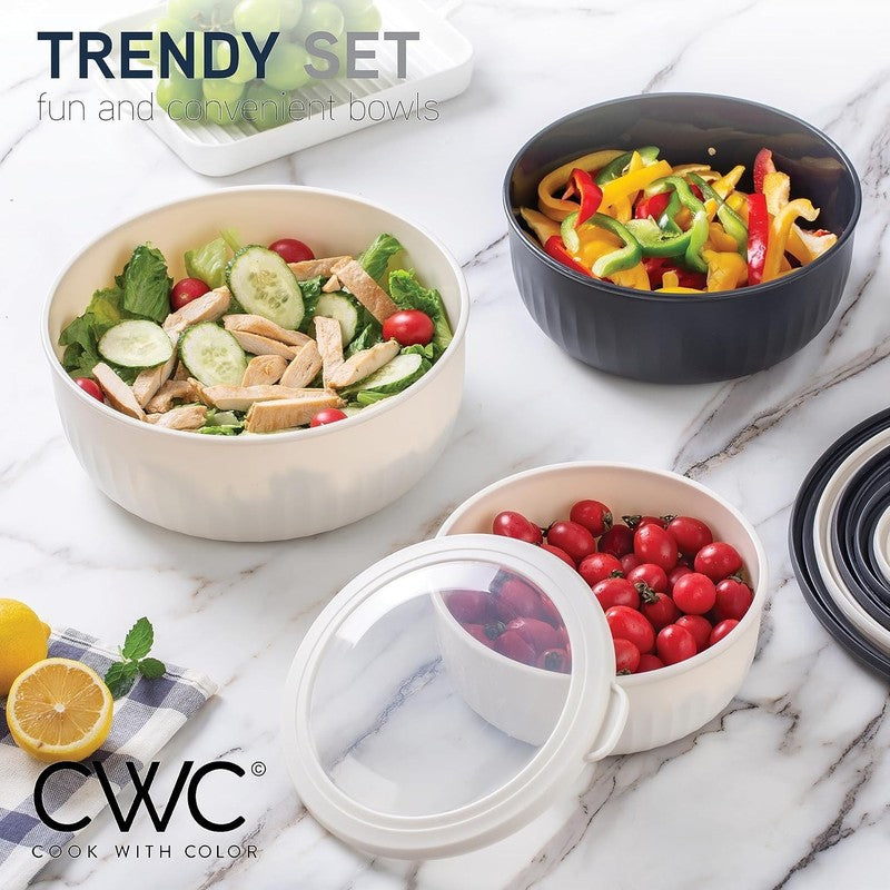 Prep Bowls with Lids  Wide and Deep Nesting Plastic Small Mixing Bowl Set with L1