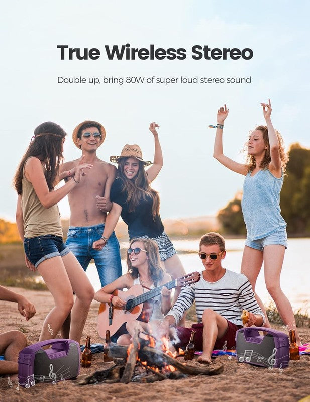 40W Bluetooth Speaker, IPX7 Waterproof, 32H Playtime, Deep Bass, Portable Handle4