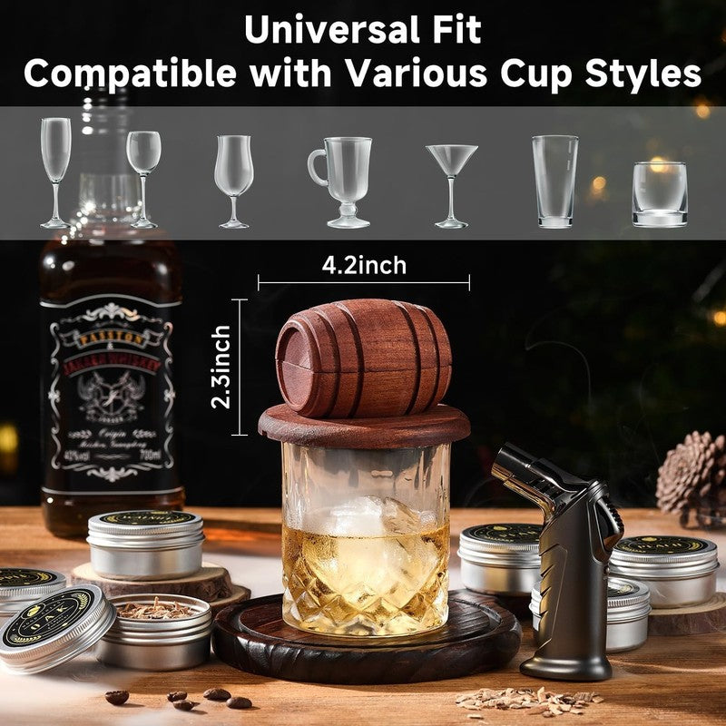 Whiskey Smoker Kit with Torch - 6 Flavors Wood Chips, 2 Glasses, 2 Ice Ball Mold5