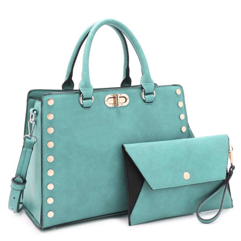 Women Satchel Handbag Shoulder Tote Work Bag with Matching Wallet0