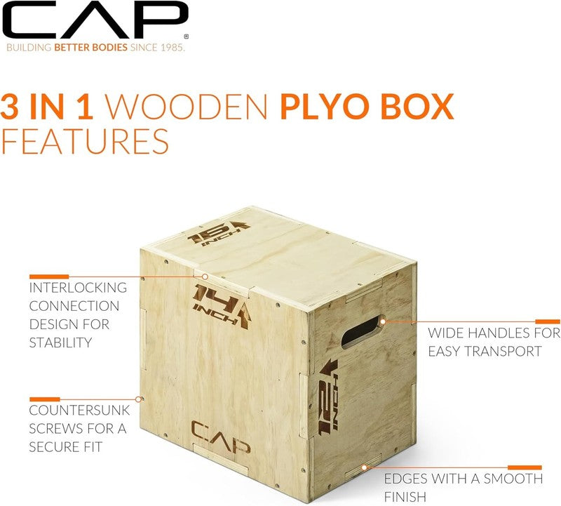 3-In-1 Plyometric Wood Box 16in x 14in x 12in2