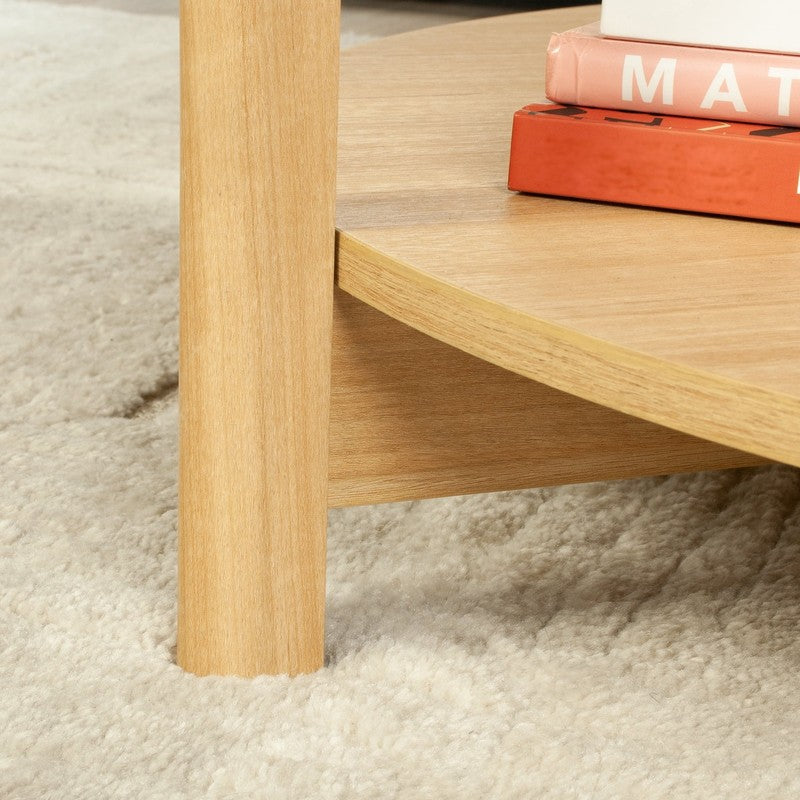 round Modern Dowel Coffee Table, Natural Teak Finish7