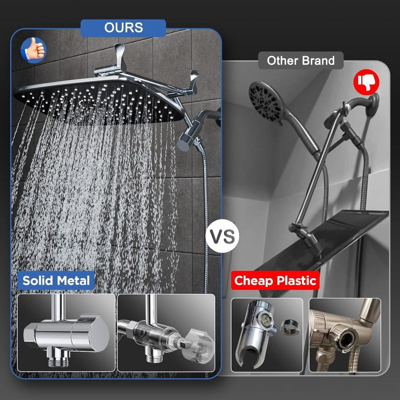 Wide High Pressure Rain Shower Head with Handheld, Handheld Shower Heads with Mu6