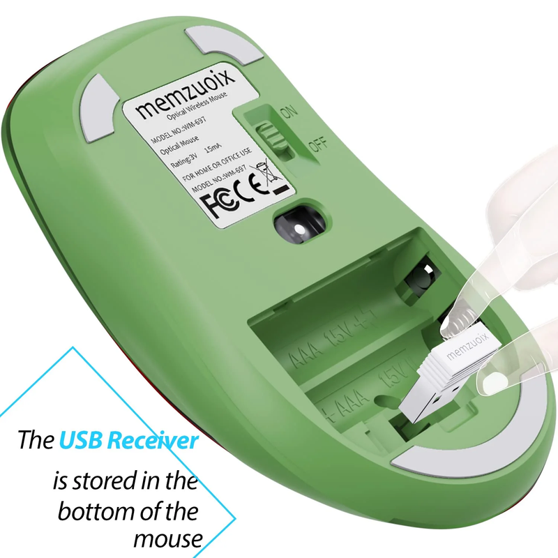 Wireless Mouse 1400 DPI 5 Button Optical USB Nano Receiver for PC Laptop Green4