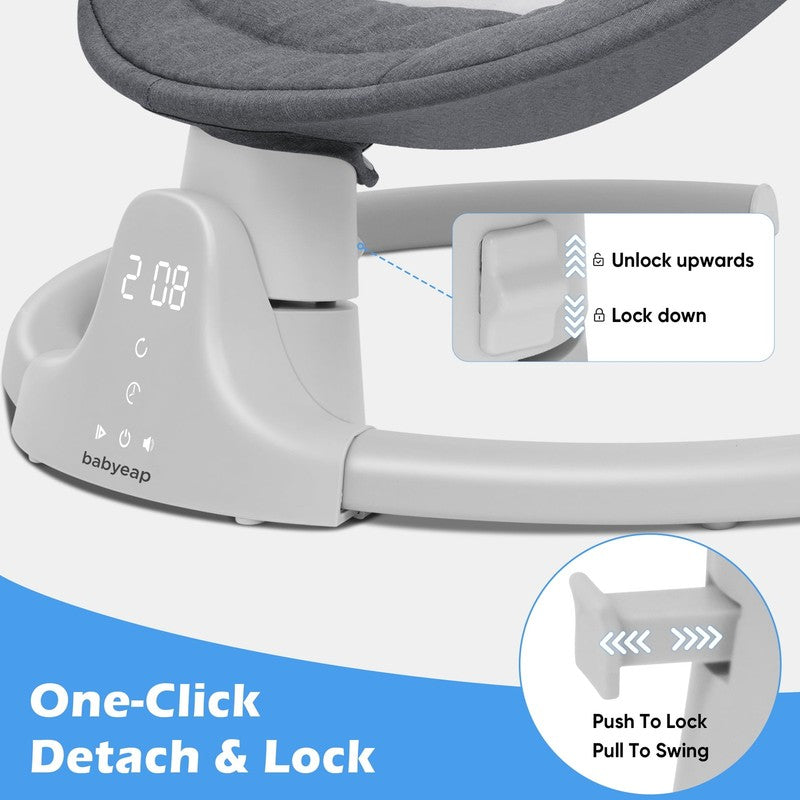 Baby Swing for Infants Motorized Swing w/ Music Speaker Remote Control Gray6