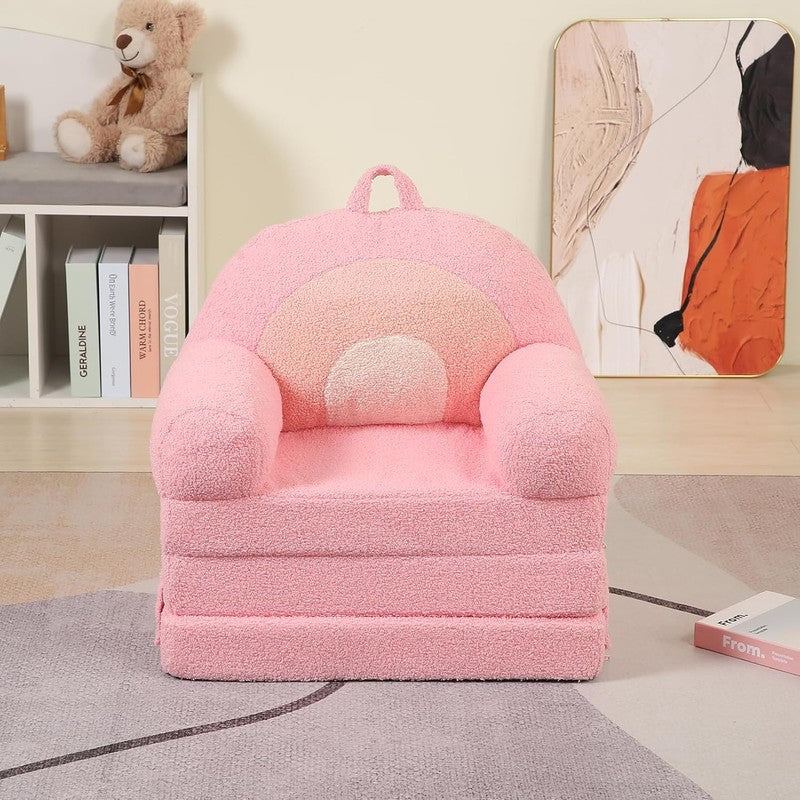 Kids Sherpa Sofa w/ Tri Layer Foam Cushions, Comfy Toddler Seating, Pink5