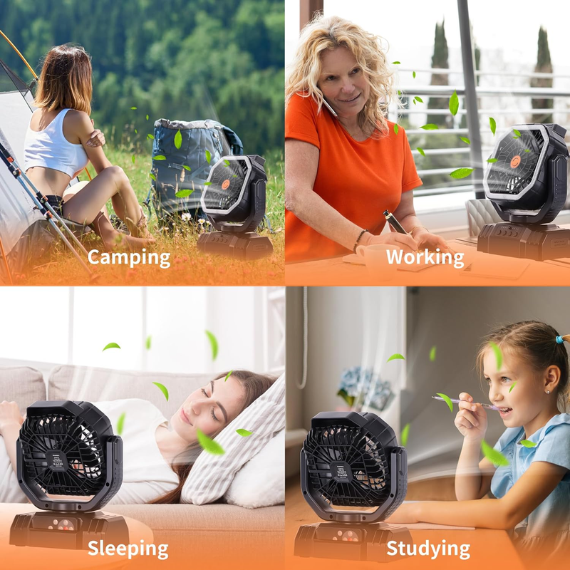 Portable Outdoor Fan 20000mAh Rechargeable Oscillating Tent Fan Black6