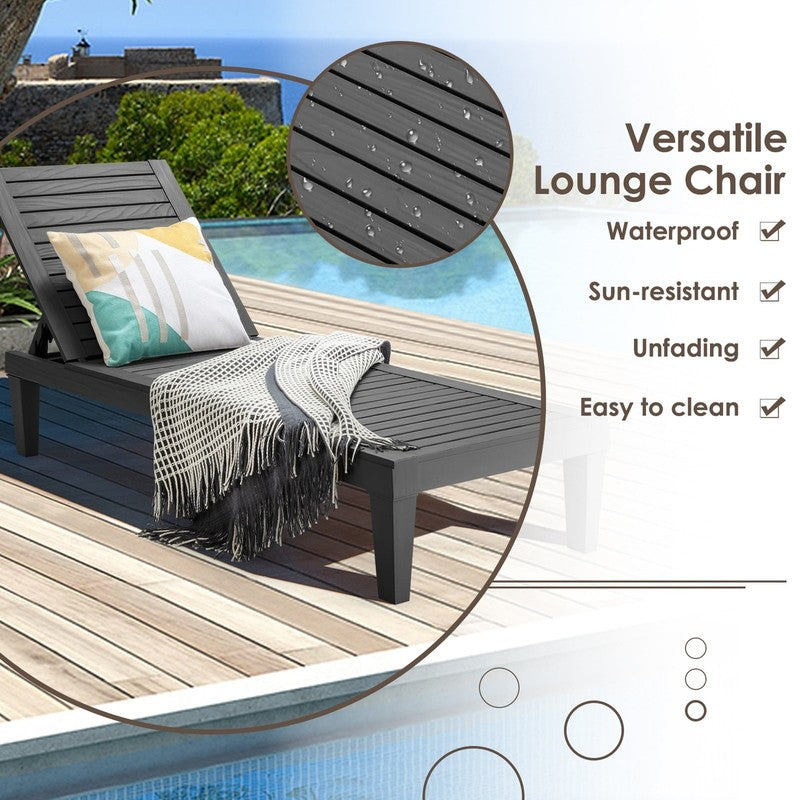 Patio Outdoor Chaise Lounge Chair Recliner W/ Adjustable Backrest Black5
