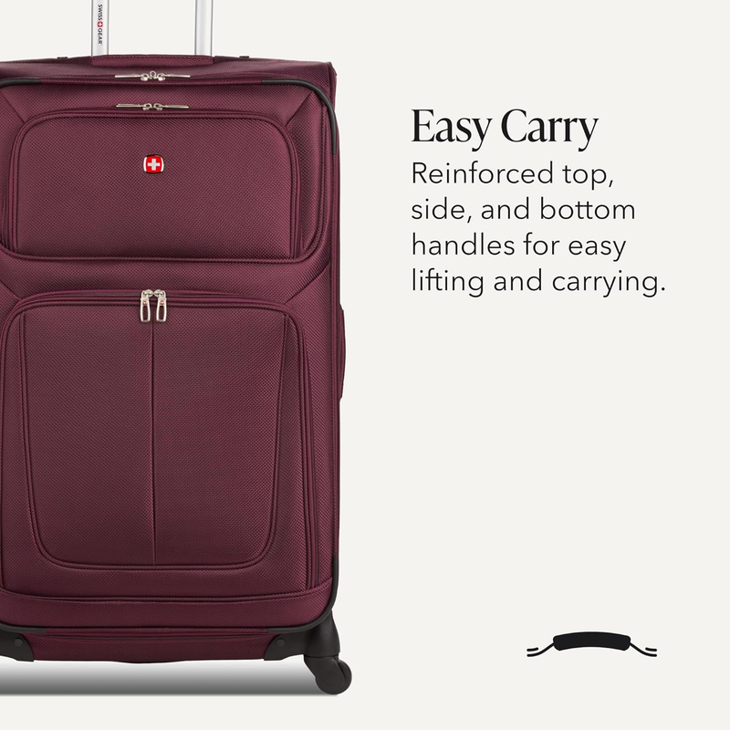 Large Softside Expandable Spinner Luggage Lightweight Travel Suitcase Merlot4