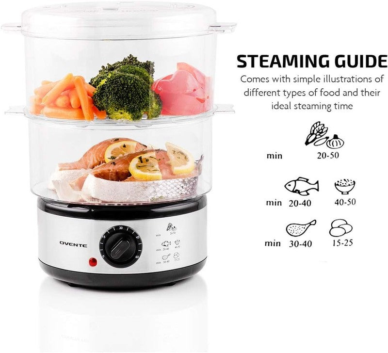 5QT 2 Tier Electric Food Steamer 400W Auto Shutoff Timer FS62S3