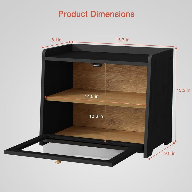 Black Bread Box Large Farmhouse Bread Storage Container for Counter1
