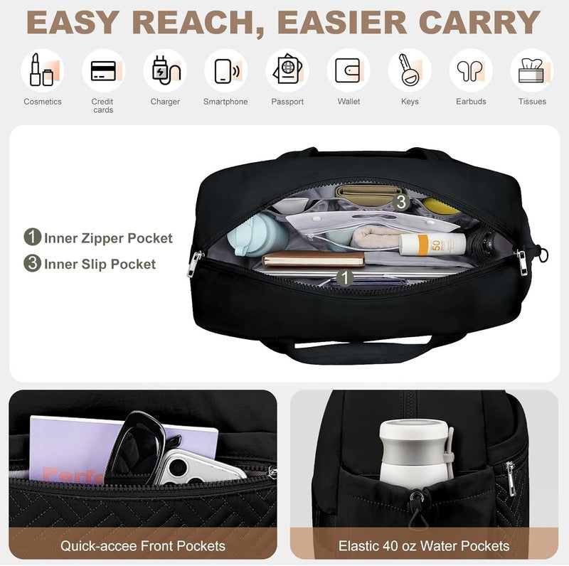 Gym Bag Women Lightweight Duffle Shoe Wet Compartment Yoga Travel Black6