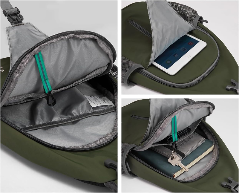 Dark Green Crossbody Sling Backpack Travel Hiking Chest Bag Daypack5