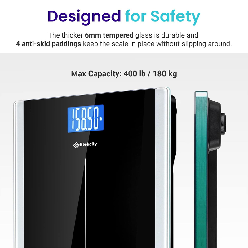 Bathroom Scale Digital Body Weight 400lb High Accuracy LCD Tempered Glass3