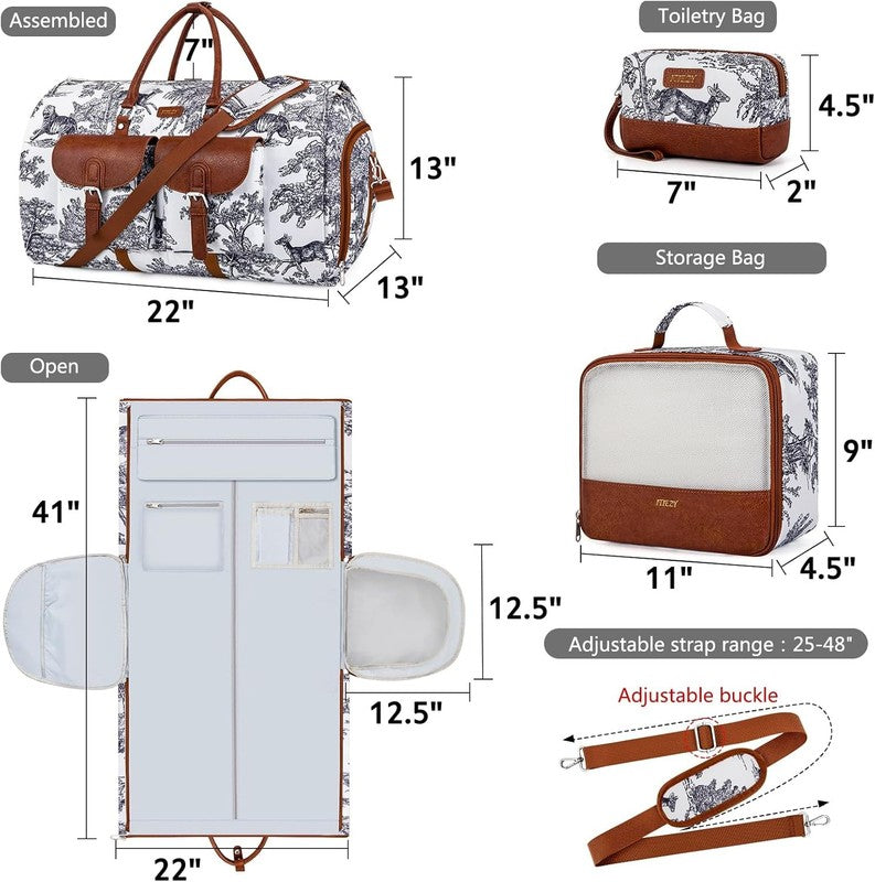 Garment Duffel Bag Travel Convertible Carry On Weekender w/ Shoe Pouch 3Pc Set5