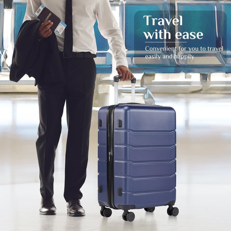 3-Piece Hard Shell Luggage Set ABS Expandable Spinner TSA Lock Blue1