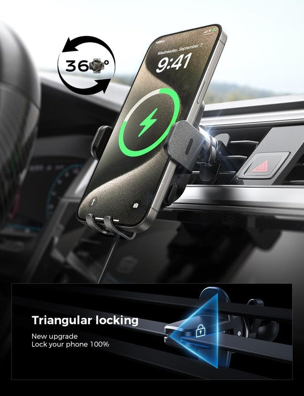 15W Wireless Car Charger Mount, Auto Clamping Fast Charging Phone Holder for Car7