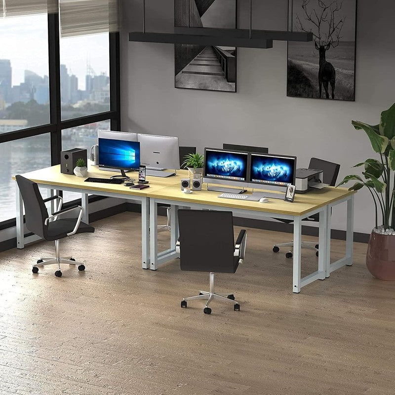 63'' Modern Computer Desk Large Office Writing Desk Home Office White Metal5