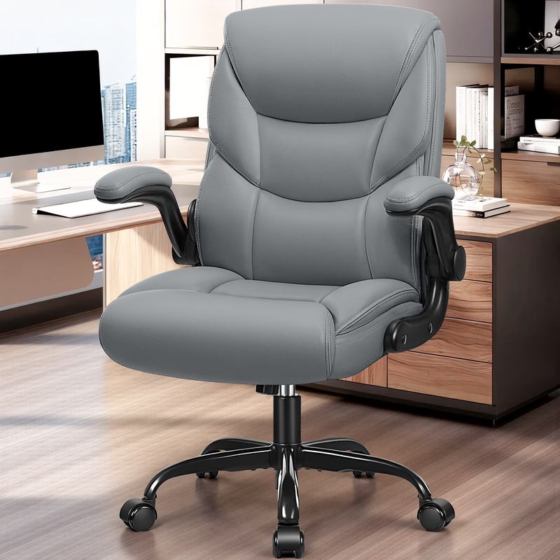 Ergonomic Leather Computer Office Chair 400LB Capacity Gray7
