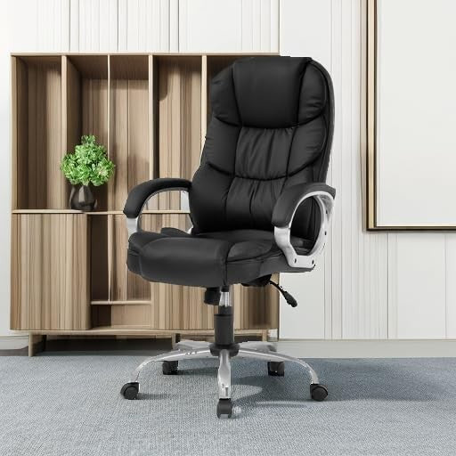 Ergonomic High Back Office Chair with Lumbar Support and Armrests - Black1