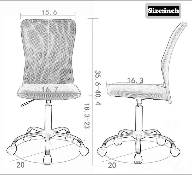 Modern Ergonomic Mesh Office Chair with Lumbar Support   Armless Black Design2