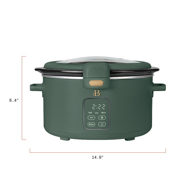 4 Qt Digital Slow Cooker with Hinged Locking Lid, Thyme Green by Drew Barrymore9