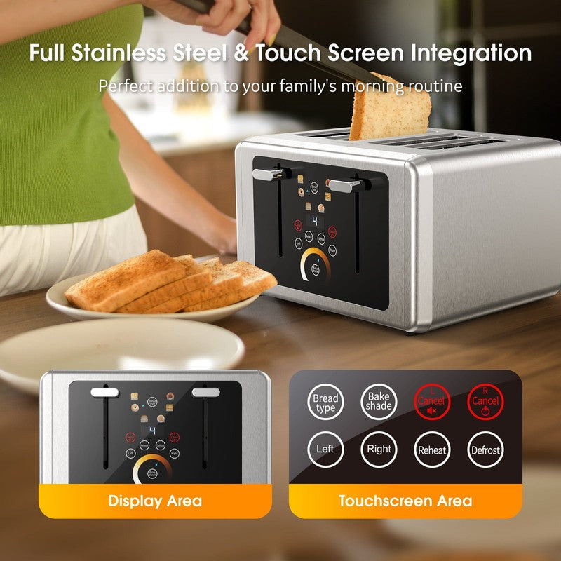 Touchscreen 4 Slice Toaster Stainless Steel Extra Wide Slots 6 Shade Settings2