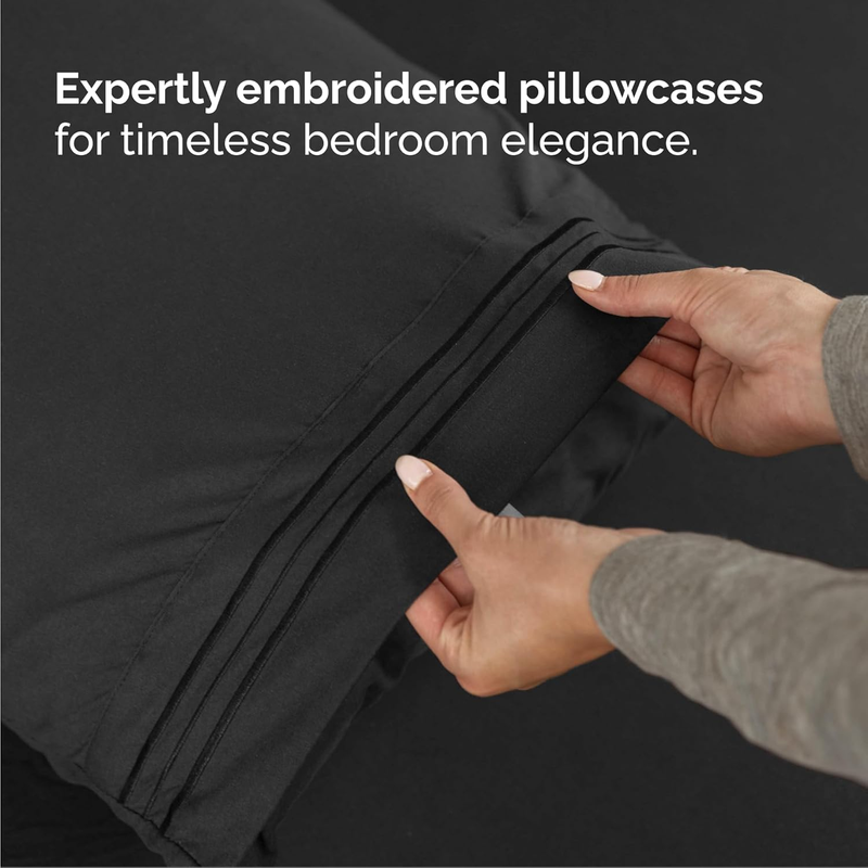 Queen 4 Piece Sheet Set Cooling Hotel Luxury Deep Pocket Black5