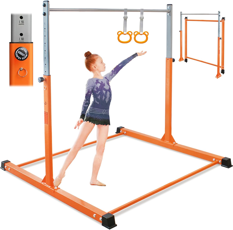 Kids Gymnastics Bar 11 Level Adjustable Horizontal Bar Thick Upright Home Use7