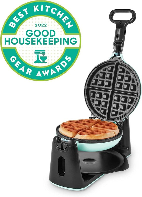 Flip Belgian Waffle Maker 1in Thick Rotating Nonstick Quick Heat Aqua5