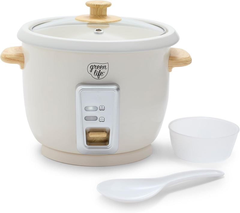 Rice Cooker with Removable Pfas Free Ceramic Nonstick Pot, 3 Cups Uncooked/6 Cup0