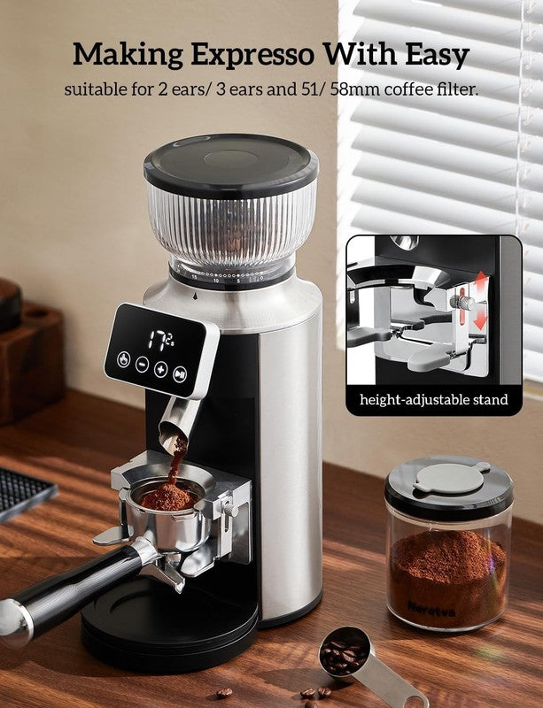 Burr Coffee Grinder 2-in-1 Stainless Steel 30 Settings Anti-Static Espresso4