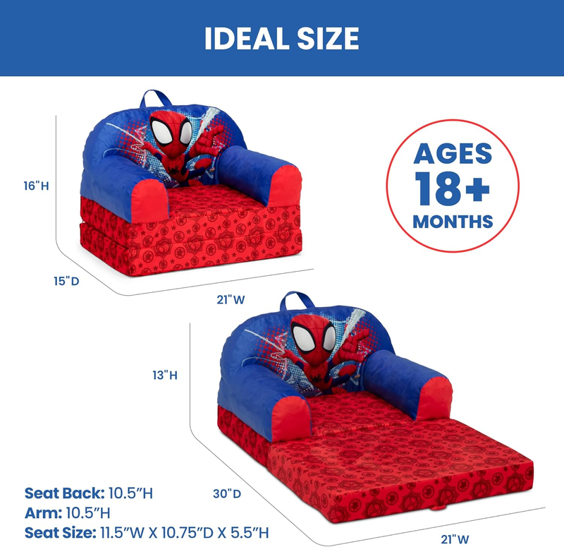   Spidey and His Amazing Friends Cozee Buddy Flip Out Kids Chair, Red2