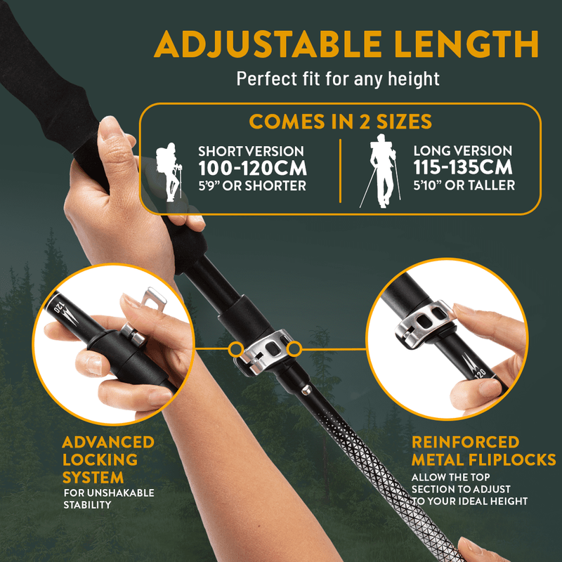 Foldable Hiking Poles – Lightweight Adjustable Aluminum Trekking Poles Cork Grip1