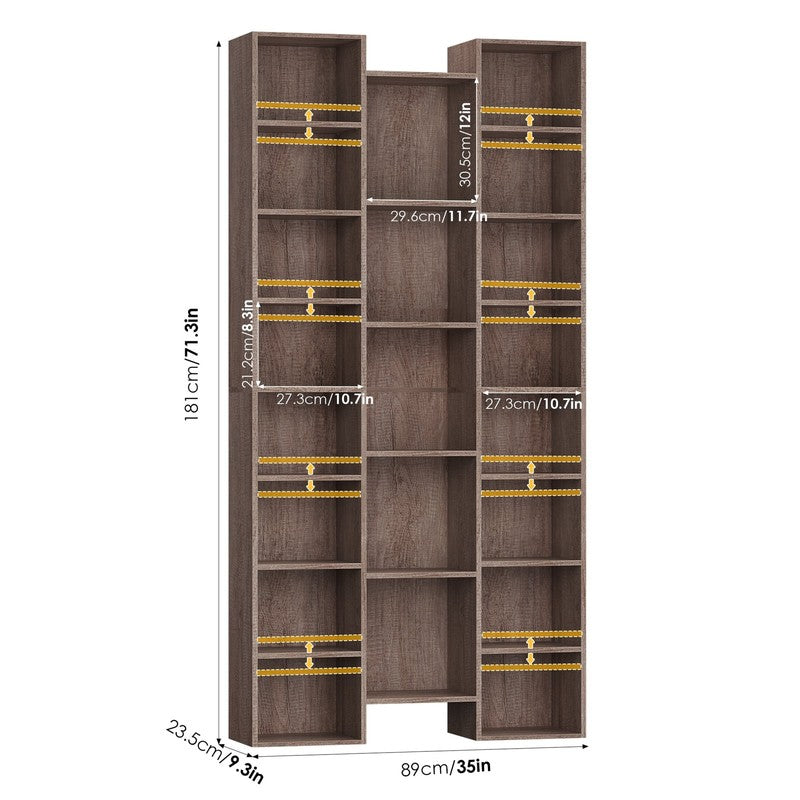 21-Cube Bookcase and Bookshelves with Adjustable Shelves, 71.3'' Triple Width Op1