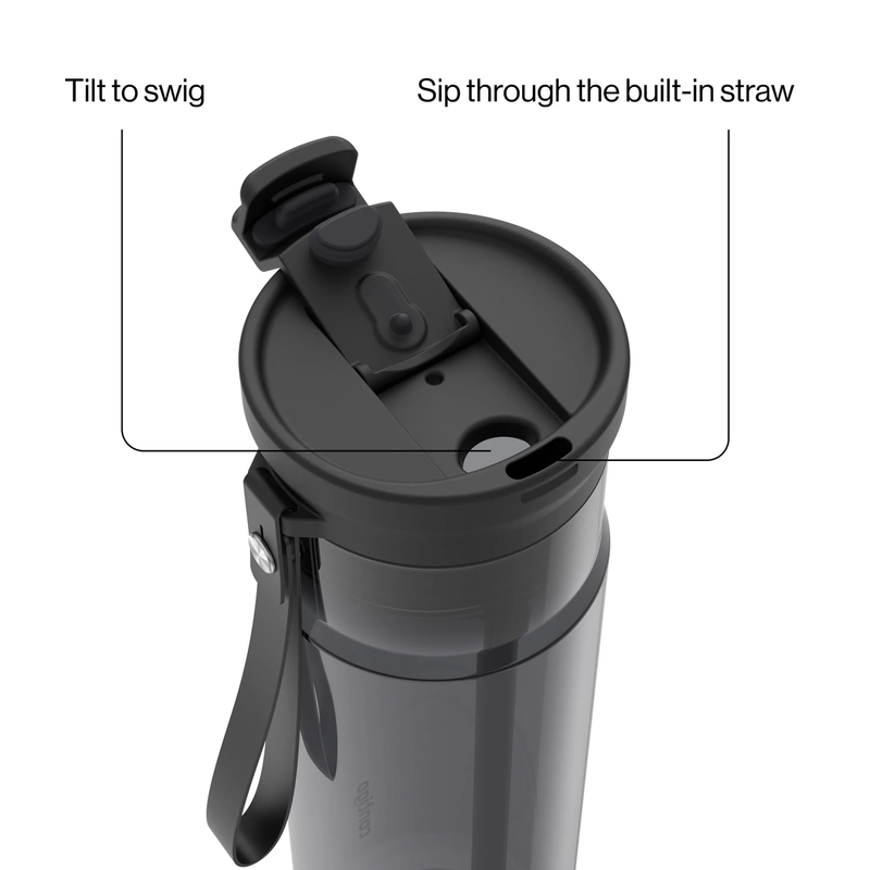 DualSip 28oz Water Bottle Tumbler with Straw Black/Clear1