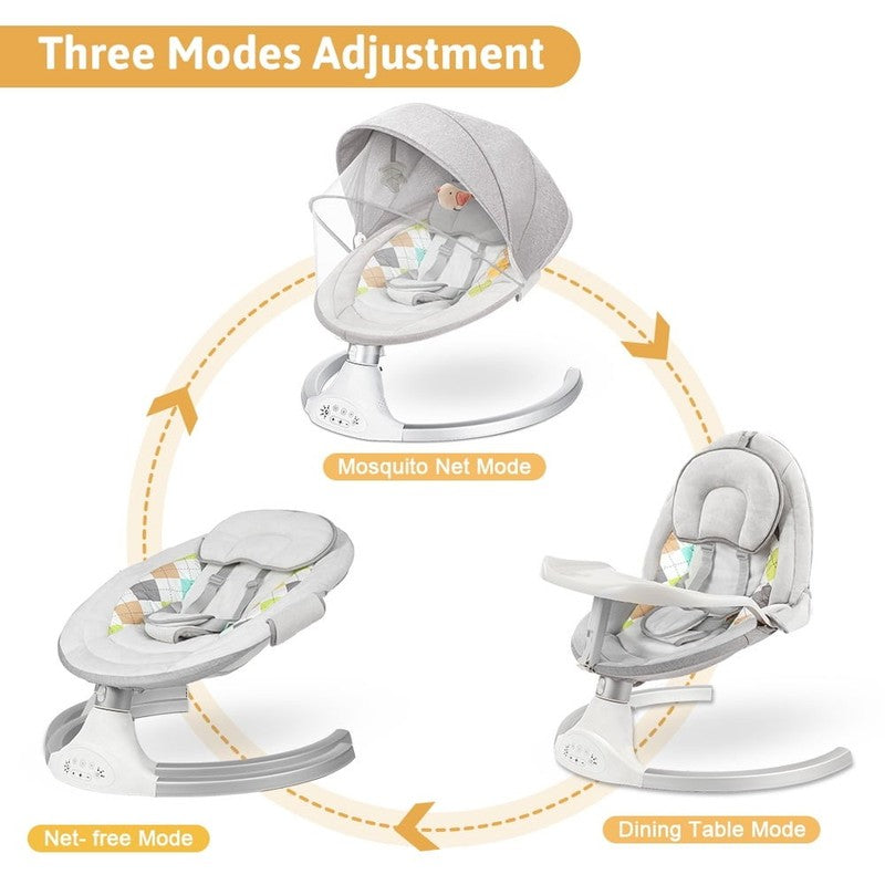 Baby Swing for Infants Rocker w/ Dinner Plate 5 Speeds Battery Indoor Grey7