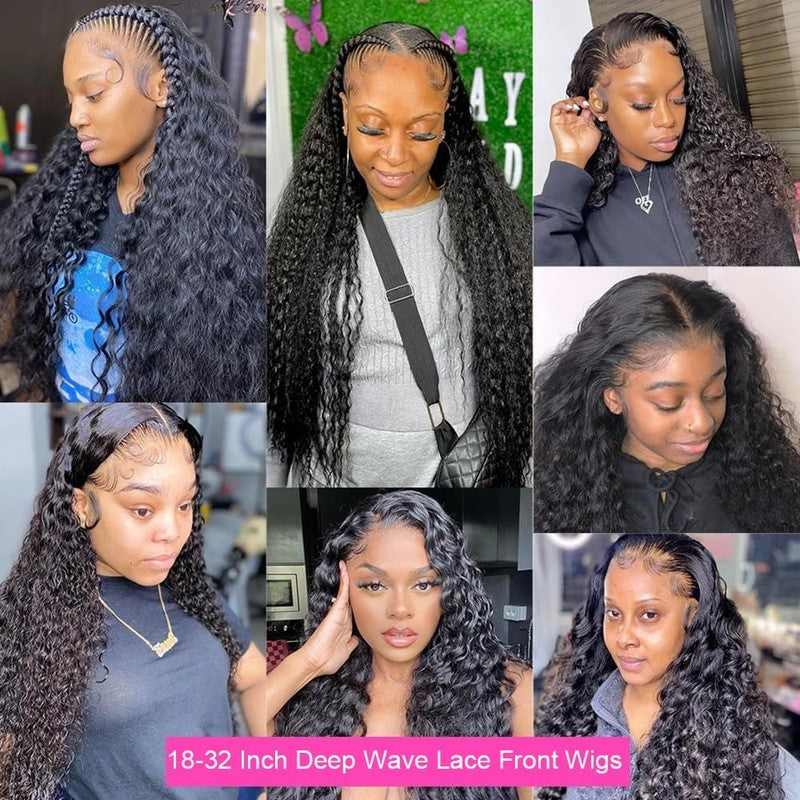 13X6 Deep Wave Lace Front Wigs Human Hair 200% Density 26 Inch Curly Human Hair 8
